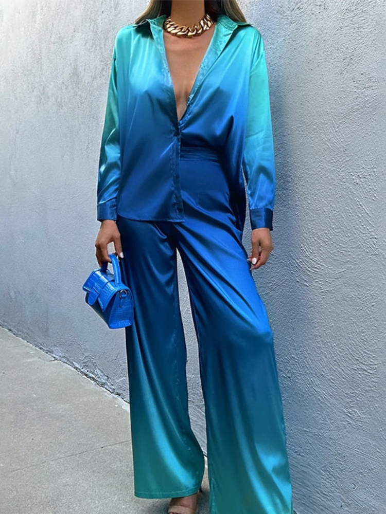Levoire | Tendance Ensembles Femme Élégant Dégradé Bleu Bleu clair