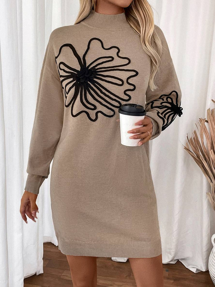 Levoire | Robe Courte Avec Imprimé Floral, Col Montant Et Manches Longues, Parfaite Pour Tous Les Jours