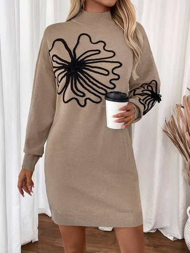 Levoire | Robe Courte Avec Imprimé Floral, Col Montant Et Manches Longues, Parfaite Pour Tous Les Jours