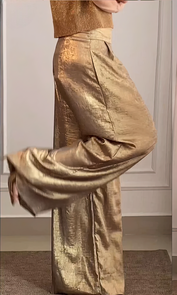 Levoire | Ensemble Top Brillant Stylé Et Pantalon En Soie