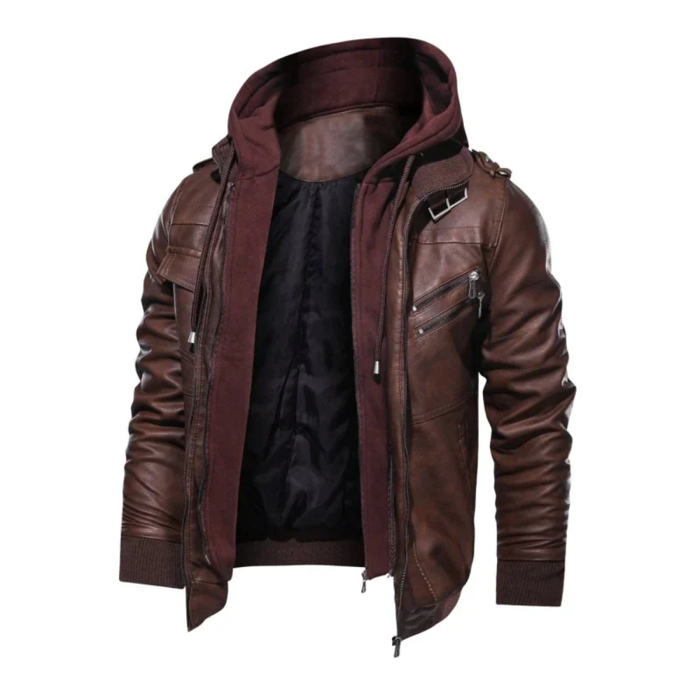 Levoire | Veste En Cuir Avec Capuche Intégrée