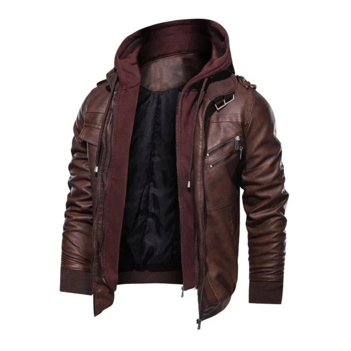 Levoire | Veste En Cuir Avec Capuche Intégrée