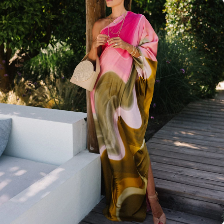Levoire | Robe Lâche Sexy À Col Asymétrique Pour Femmes Multicolore