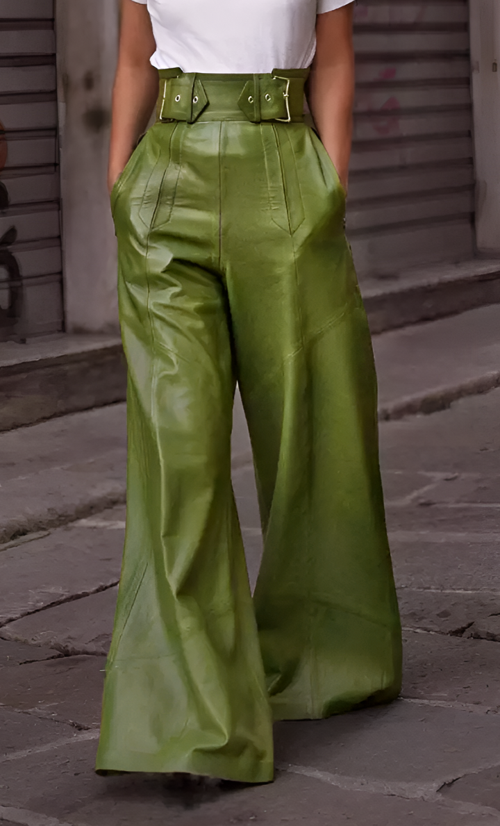 Levoire | Pantalon Taille Haute Avec Jambes Larges Vert