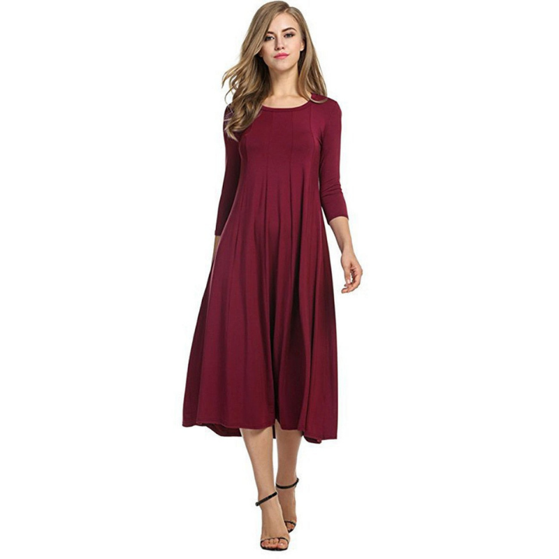 Levoire | Lssig Chic Styl Robe Trois Quarts Rouge bordeaux