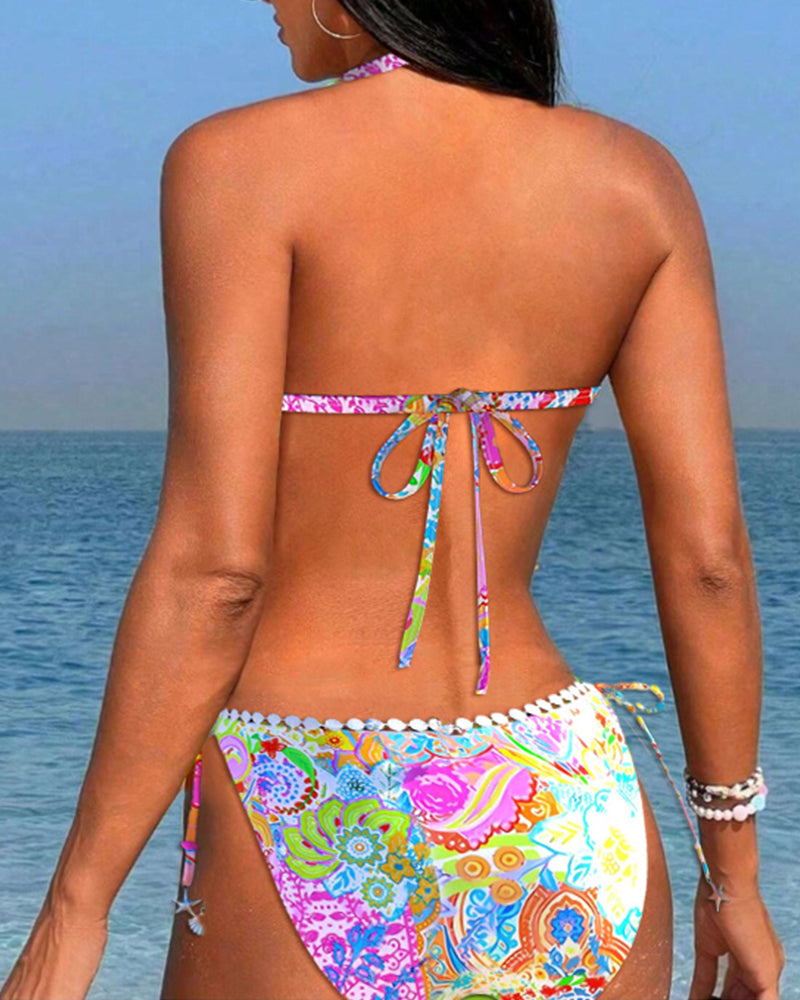 Levoire | Bikini Halter En Dentelle Patchwork