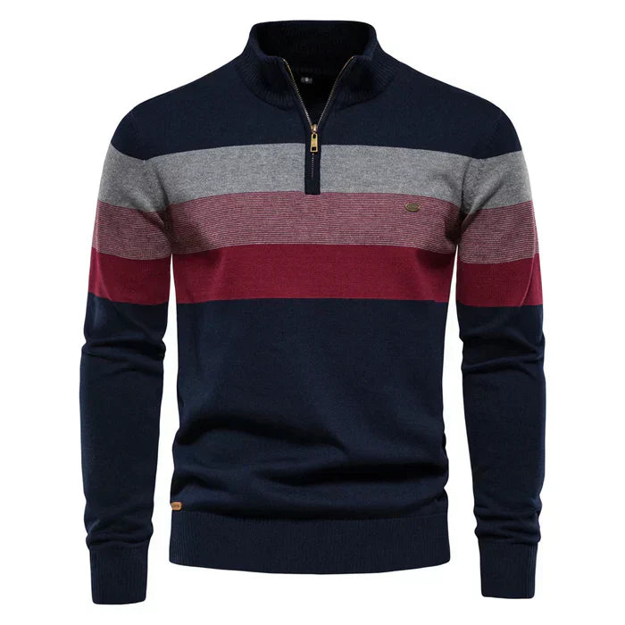 Levoire | Pull En Laine Pour Hommes Élégant Avec Fermeture Éclair Pratique Bleu
