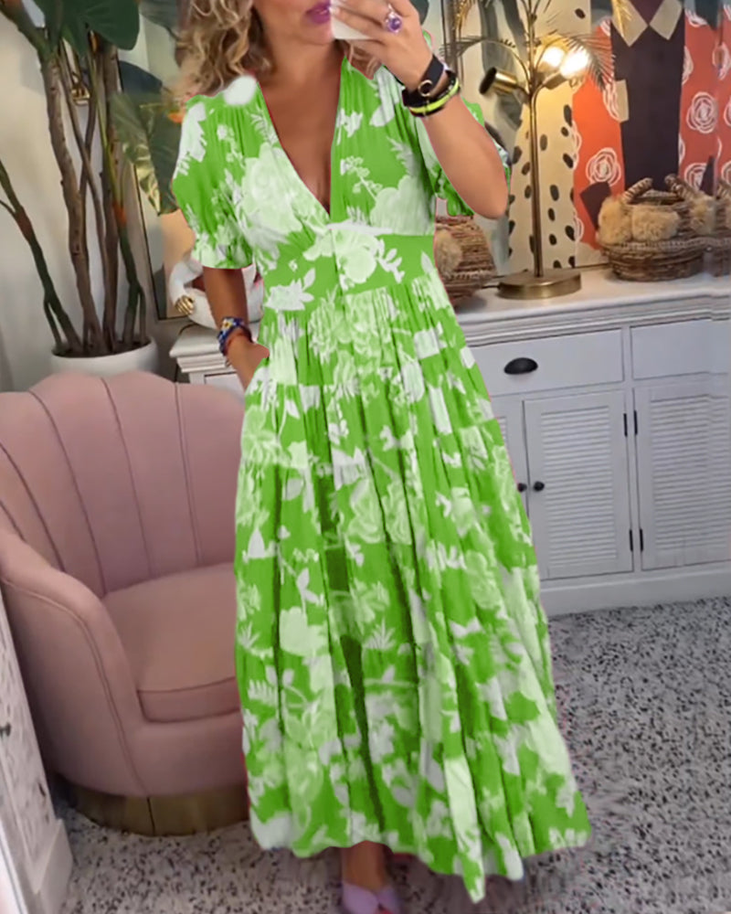 Levoire | Robe À Poches Imprimé Floral Décolleté En V