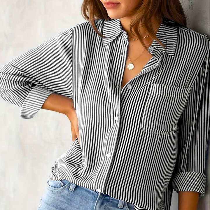 Levoire | Chemise décontractée à rayures à manches longues Noir