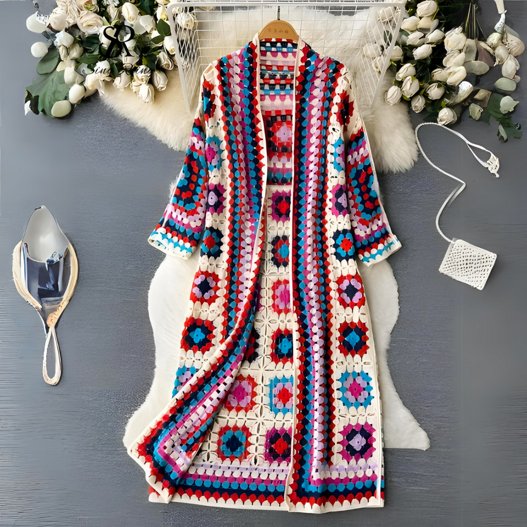 Levoire | Robe en tricot longue multicolore Rot Une taille