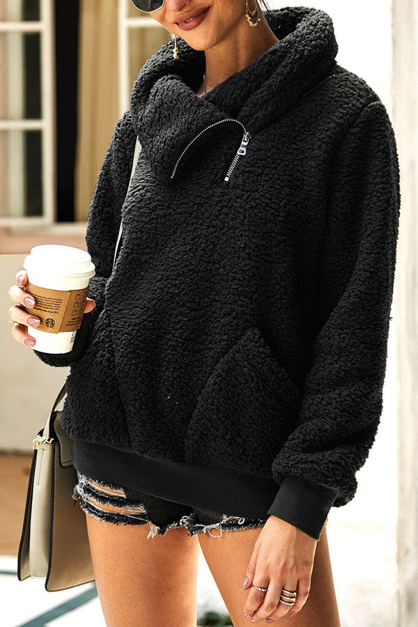 Levoire | Haut De Streetwear Avec Col Rabattable En Couleur Unie Noir