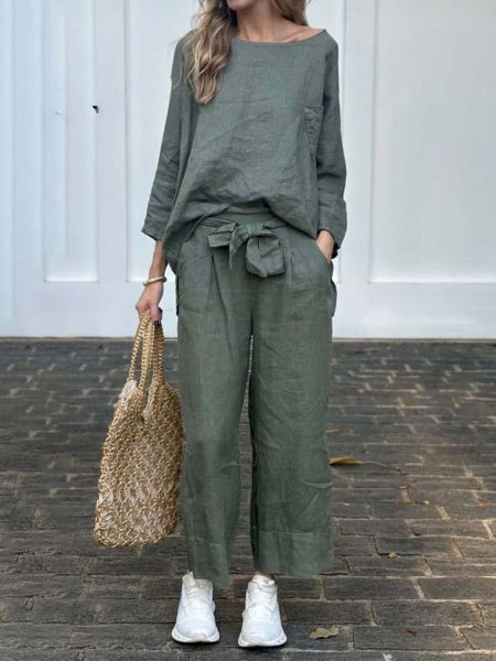 Levoire | Ensemble haut confortable et pantalons -série Vert