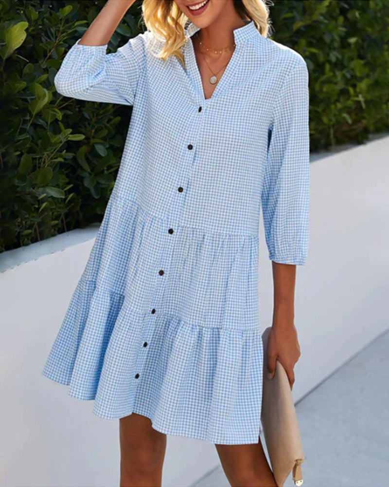 Levoire | Robe Levoire | Chemise D'Été À Carreaux Pour - Femmes - Mini Bleu