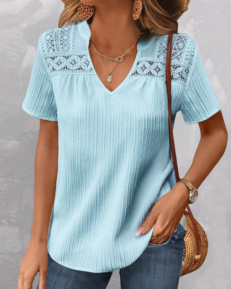 Levoire | T-shirt col V uni Bleu