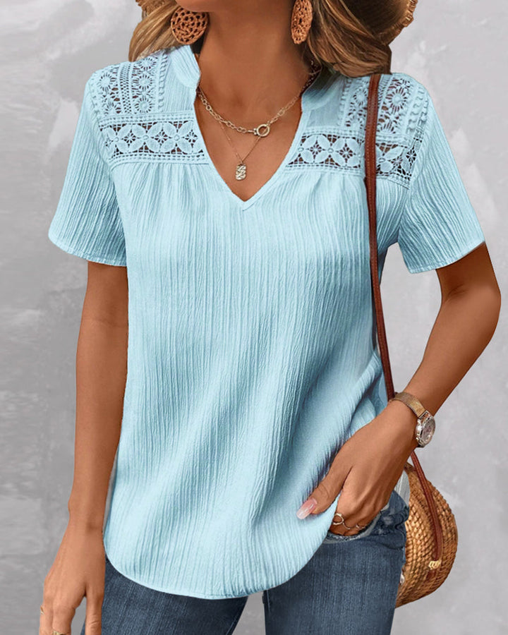 Levoire | T-shirt col V uni Bleu