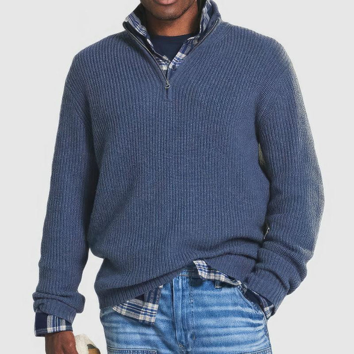 Levoire | Pull Homme À Demi-Zip Et Design Moderne Bleu clair