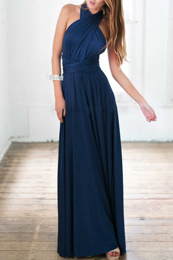 Levoire | Robe dos nu avec fente avant Robe de bal longue pas chère Bleu marine