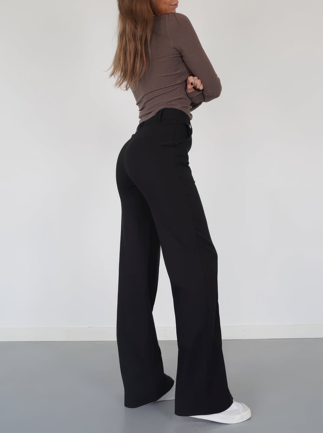 Levoire | Pantalon Large Taille Haute Pour Femmes Noir