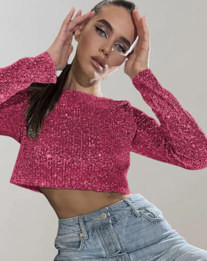 Levoire | Crop-Top Scintillant Pour Une Apparition Glamour Rot