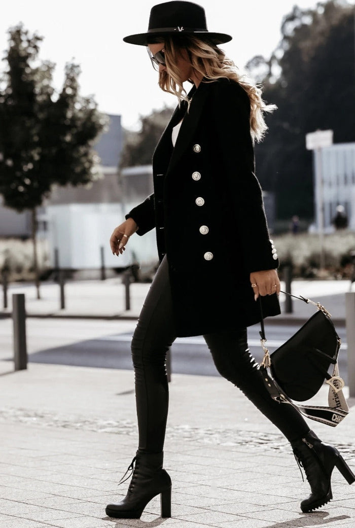Levoire | Manteau Avec Boutons Et Revers Classiques Pour Un Usage Quotidien Noir