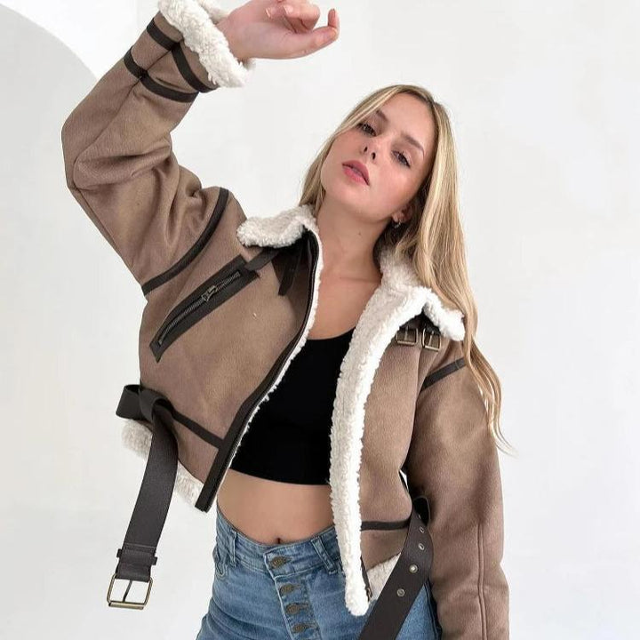 Levoire | Veste En Polaire À Manches Longues Doublée Avec Ceinture Et Fermeture Éclair