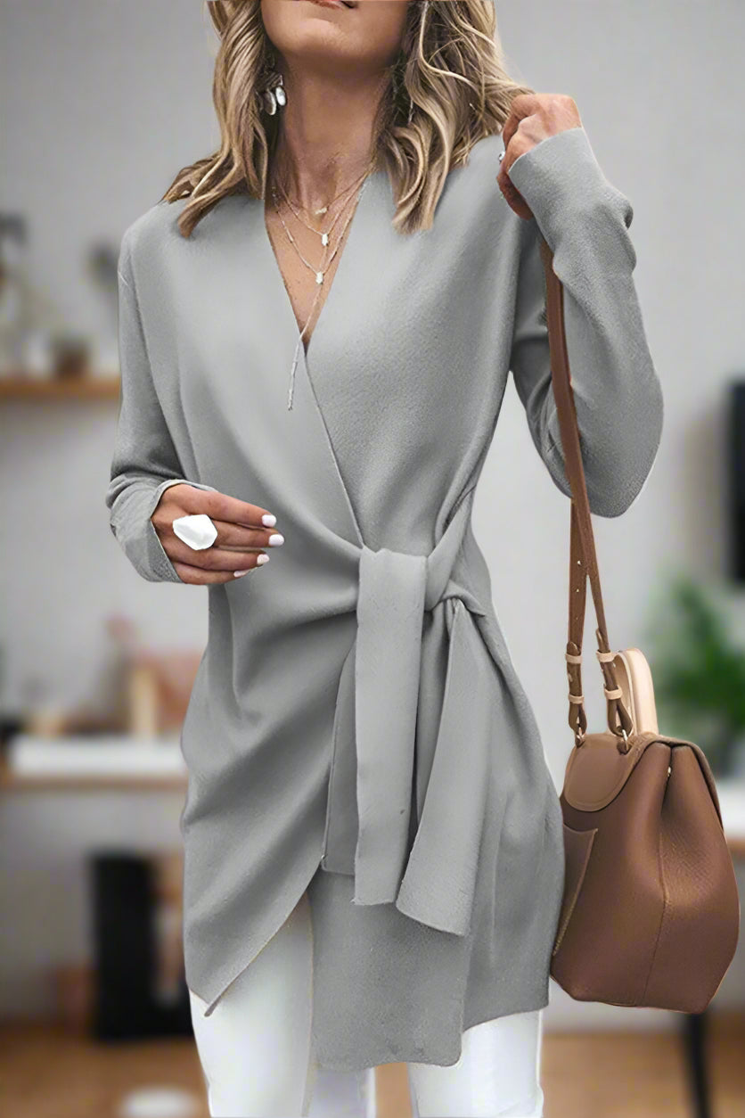 Levoire | Veste En Tricot À Enroulement Pour Femmes Avec Décolleté En V Et Ceinture À La Taille