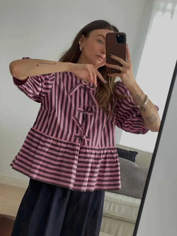 Levoire | Blouse à lacets rayée tendance