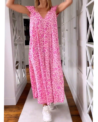 Levoire | Robe Maxi avec Encolure en V et Manches Courtes