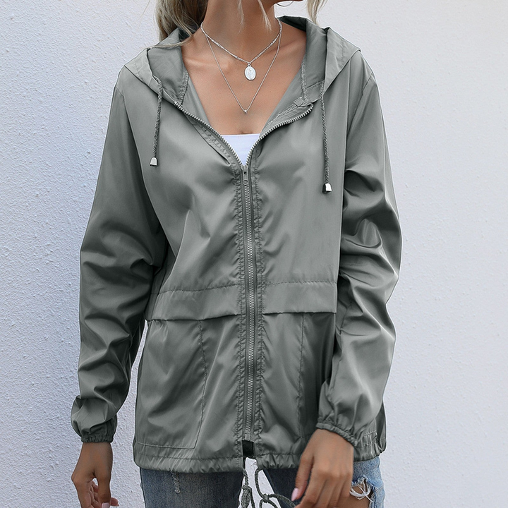 Levoire | Manteau pour femmes imperméable avec fermeture éclair - Imperméable élégant pour femmes Gris foncé