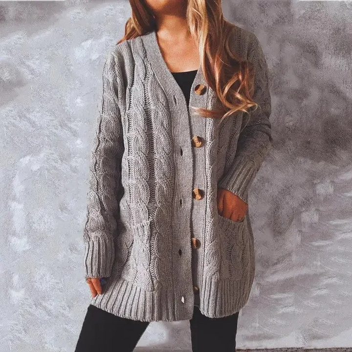 Levoire | Gilet à col haut pour femmes avec design en maille à cape Gris