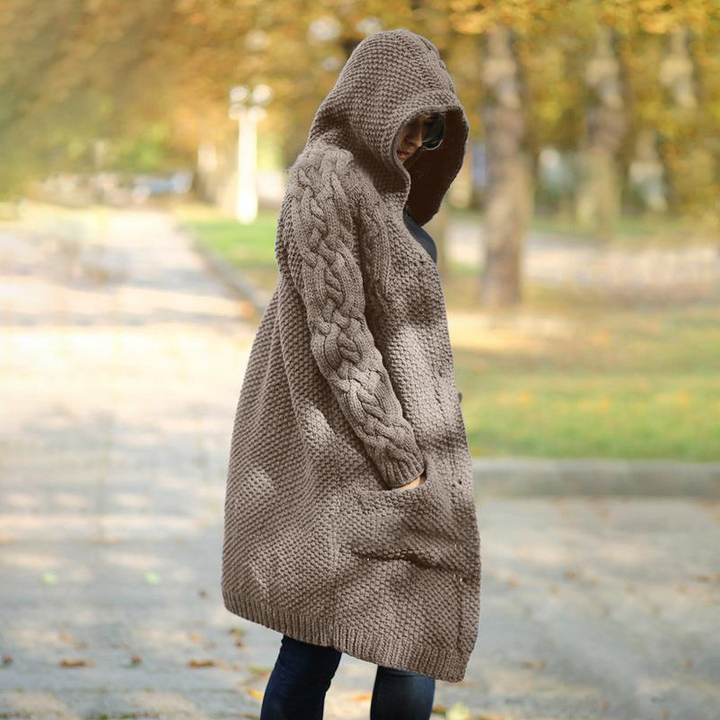 Levoire | Long Femme Cardigan Capuche Khaki