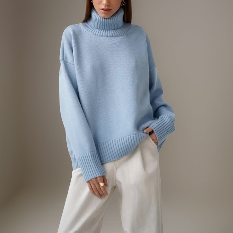 Levoire | Pull Col Roul Femmes Chaud Et Confortable Bleu ciel