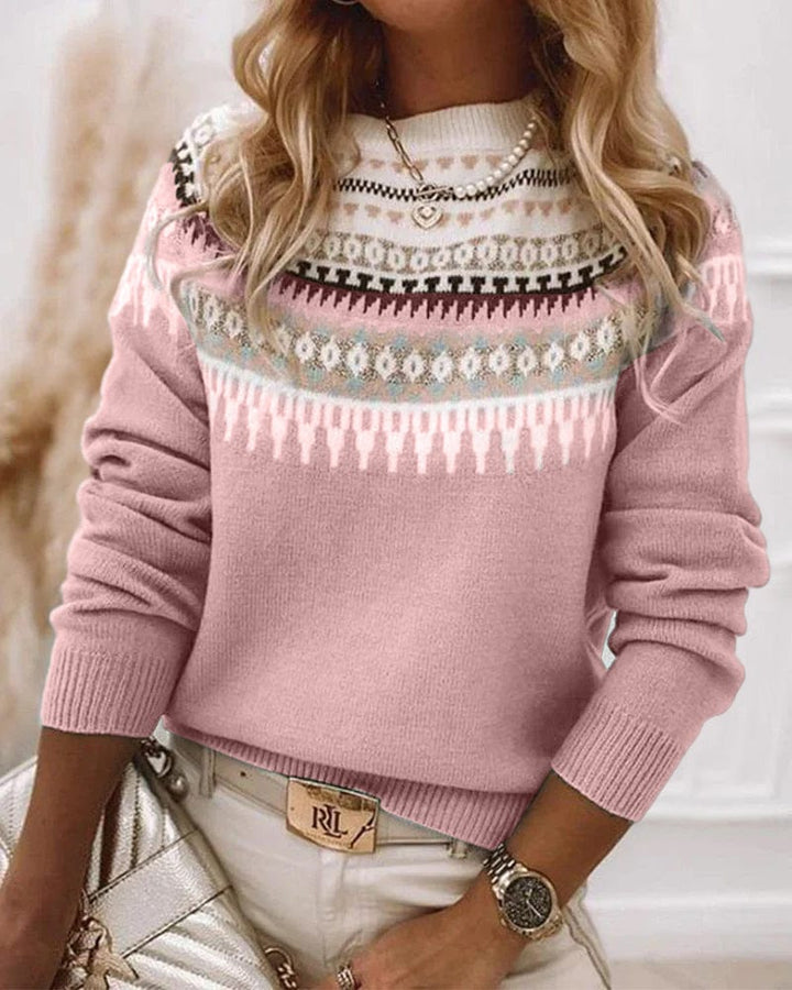 Levoire | Pull Imprimé Pour Femmes | Manches Longues Rose