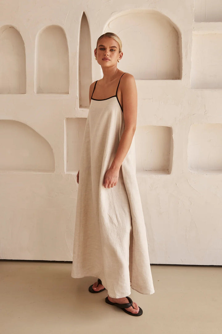 Levoire | Robe En Lin Longue En Contraste