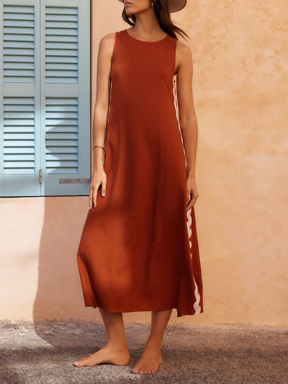 Levoire | Robe rayée sans manches Marron
