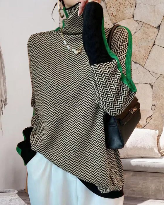 Levoire | Pull À Col Roulé En Design De Blocs De Couleur