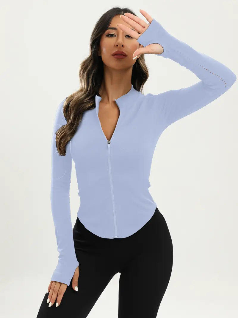 Levoire | Veste de yoga et pilates pour femmes noire ajustée et confortable Bleu ciel