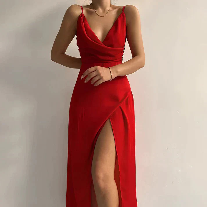 Levoire | Robe Élégante Et Chic En Satin Rot