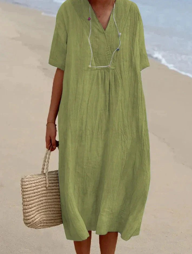 Levoire | Robe Femme Tendance Robe Midi Aérée pour le Printemps/Été Vert