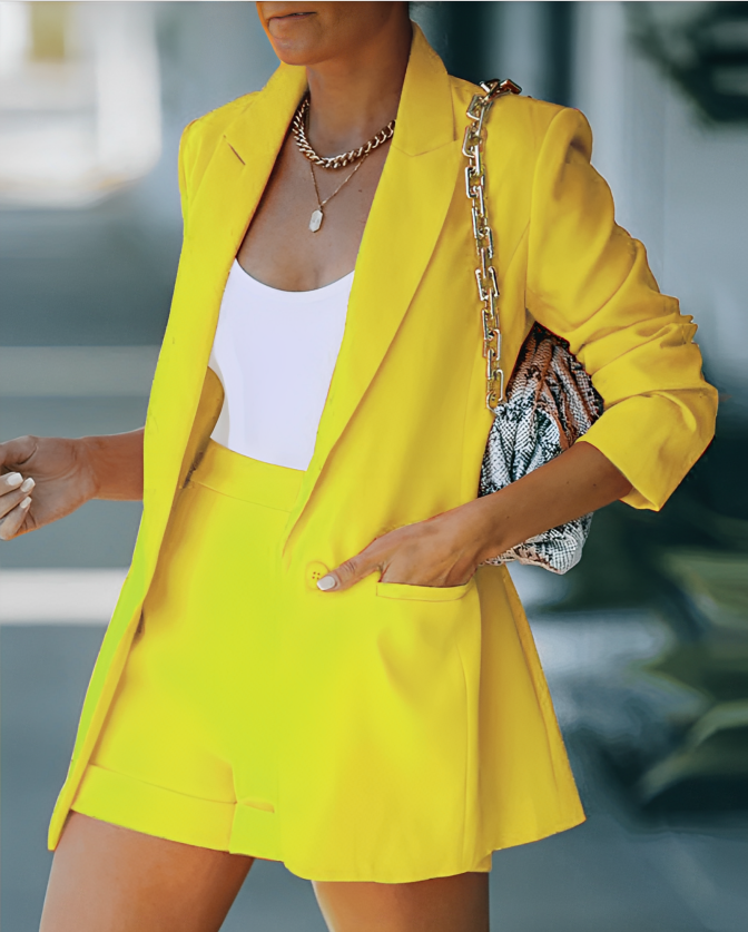 Levoire | Blazer Et Ensemble De Shorts Jaune