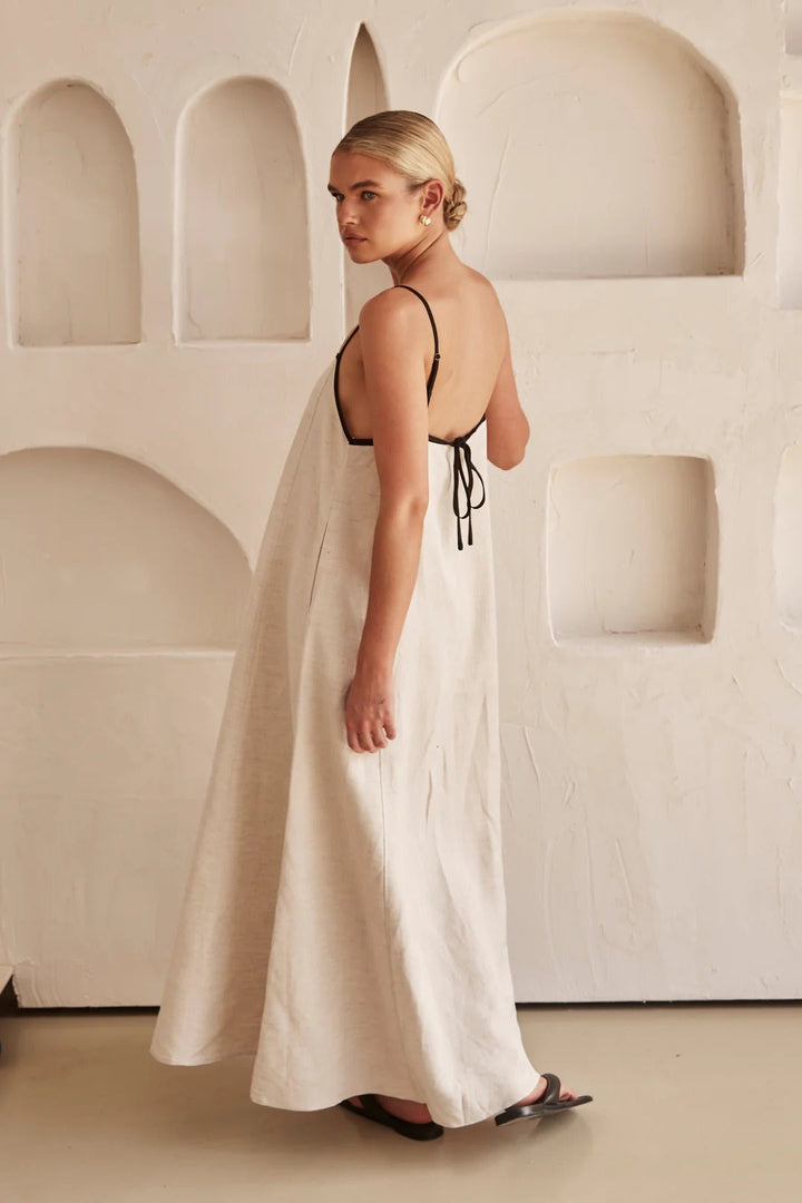 Levoire | Robe En Lin Longue En Contraste
