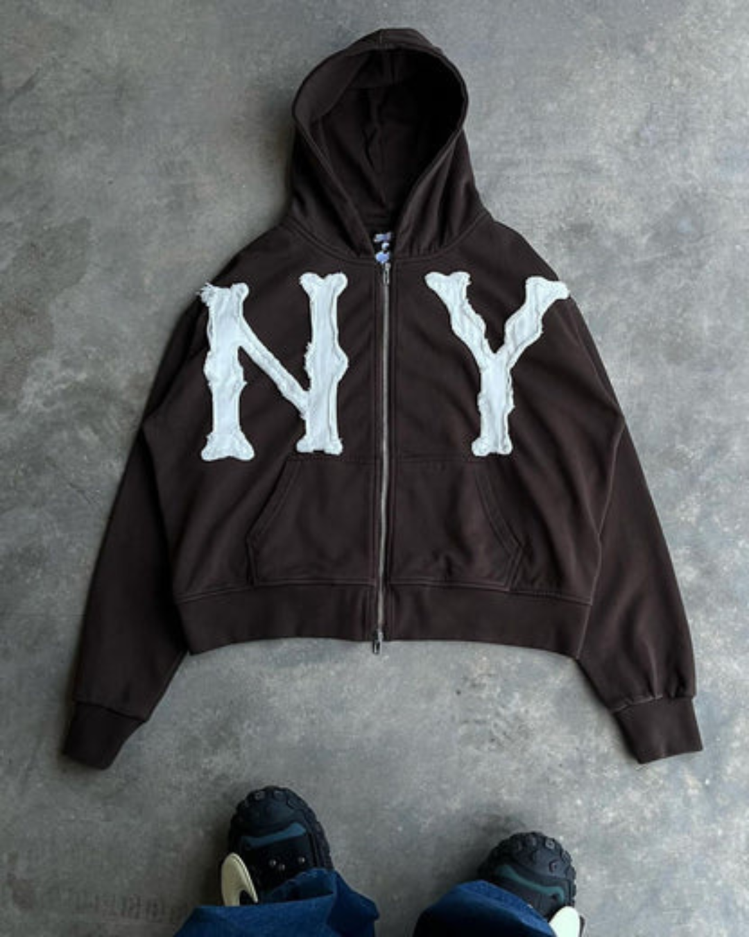 Levoire | Unisexe femmes et hommes gilet full zip sweat à capuche veste cardigan avec fermeture éclair Braun