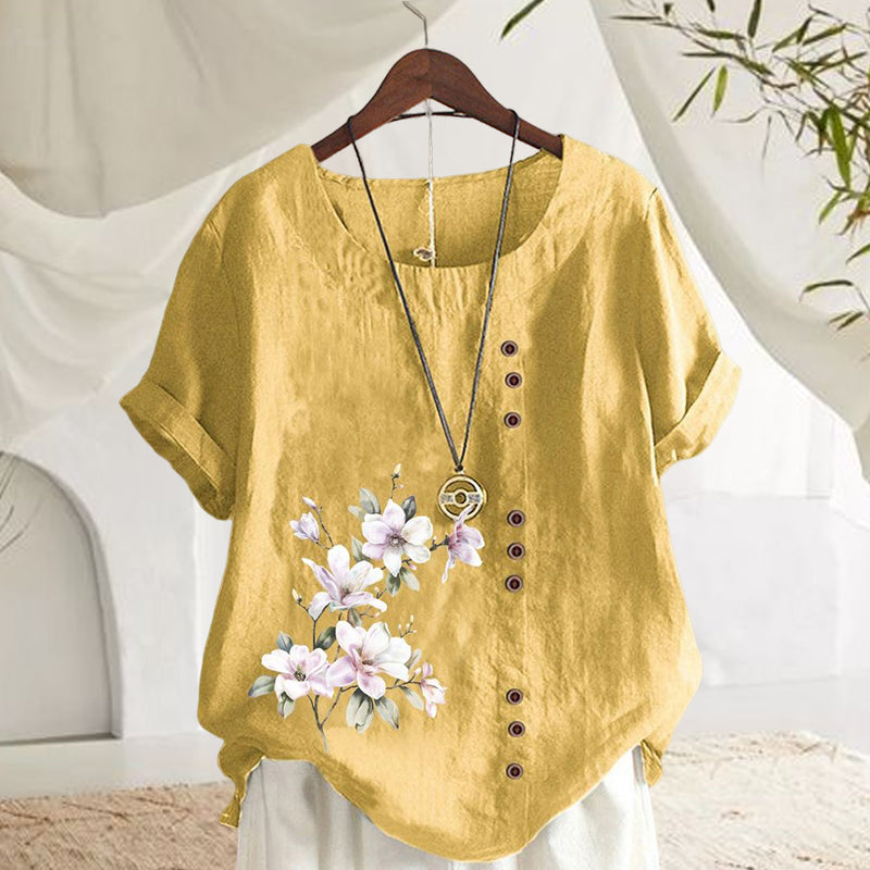 Levoire | Chemise en coton-lin à fleurs Gelb