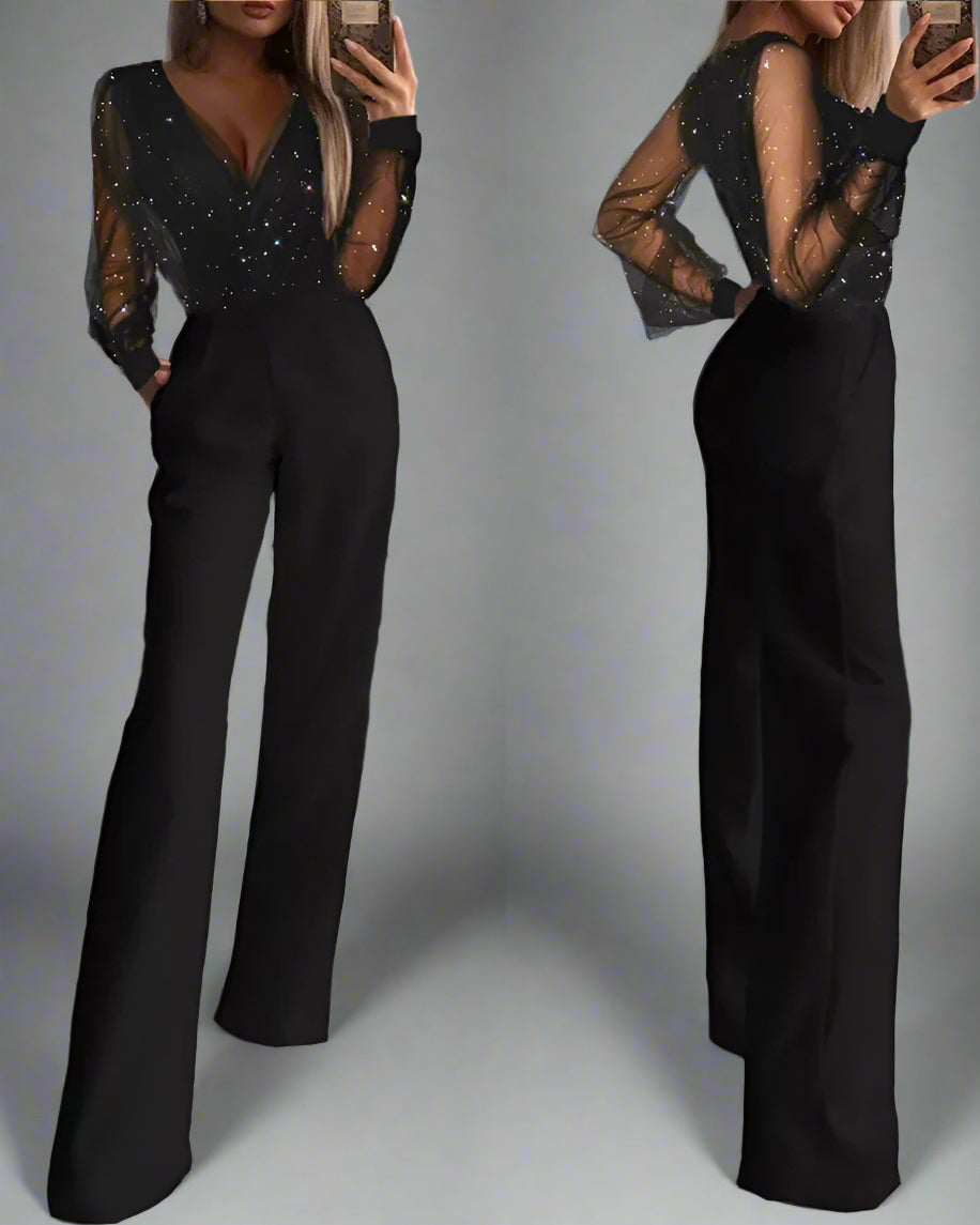 Levoire | Robe Femme Avec Pantalon Évasé Et Blouse Scintillante