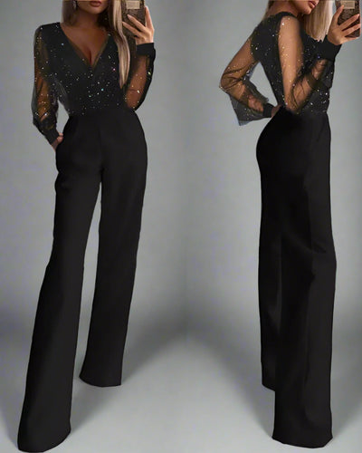 Levoire | Robe Femme Avec Pantalon Évasé Et Blouse Scintillante