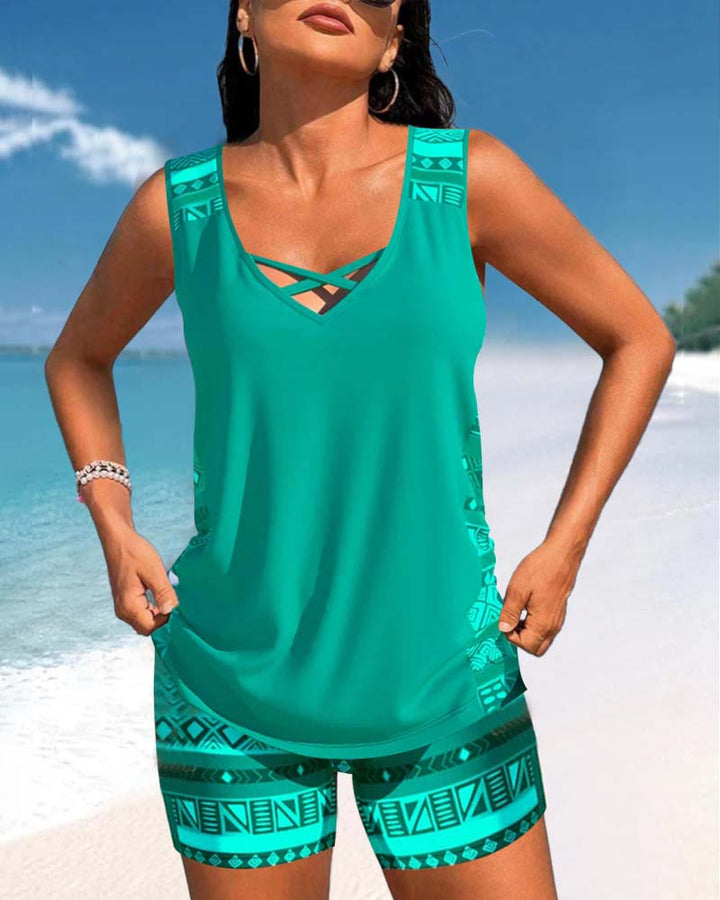 Levoire | Tankini Avec Un Motif Géométrique Et Encolure En V