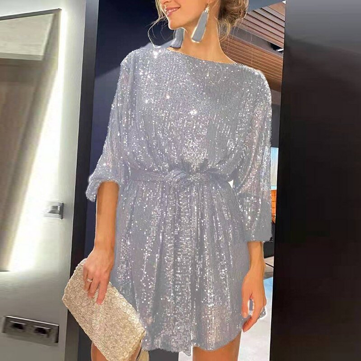 Levoire | Robe pour femmes Tendance Élégante Robe à paillettes pour femmes Couleur argent
