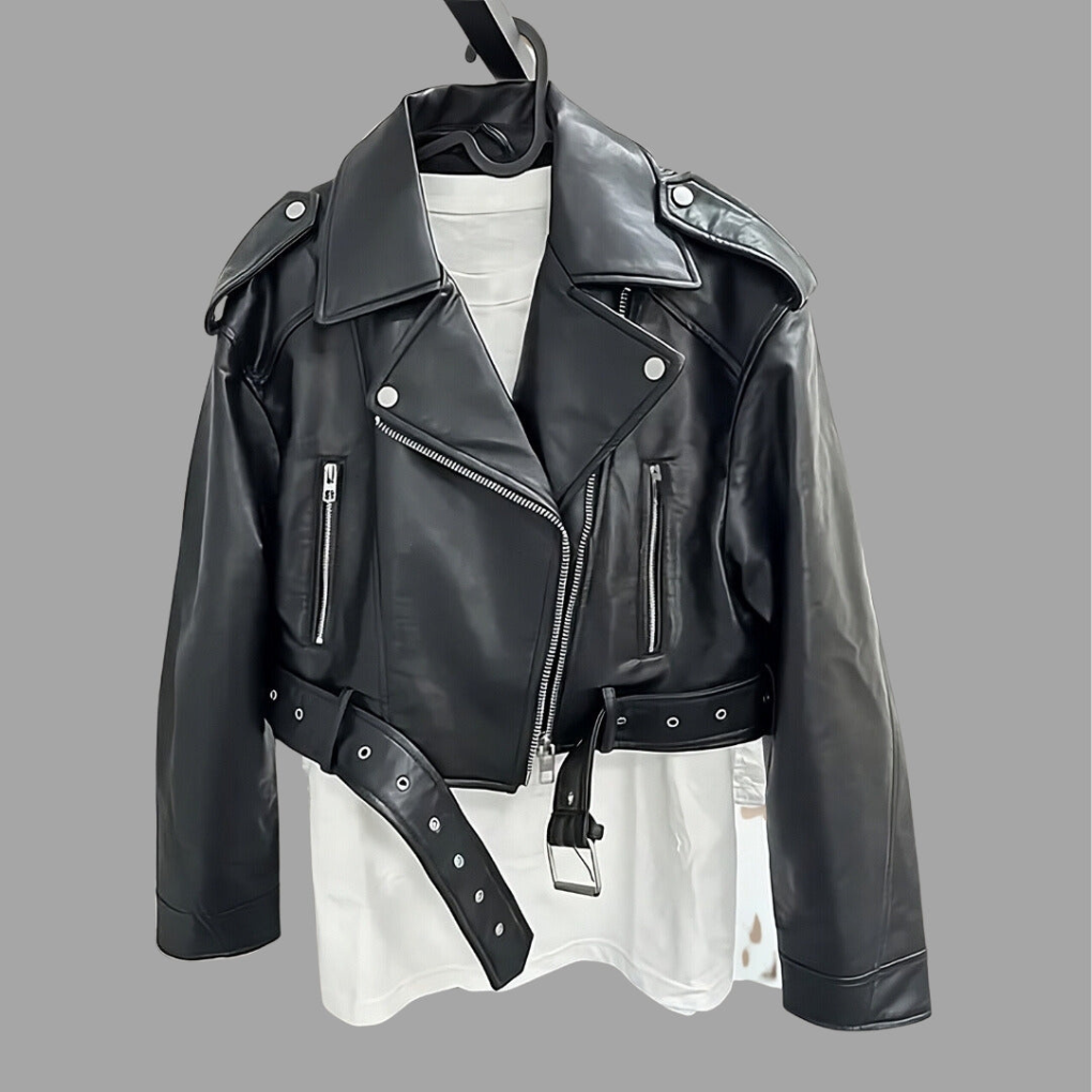 Levoire | Veste en cuir synthétique élégante pour femmes Tenue printanière stylée pour femmes Noir