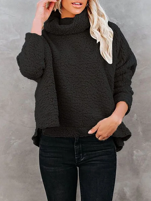Levoire | Pull Décontracté Coupe Ample Avec Col Haut Et Manches Longues Noir