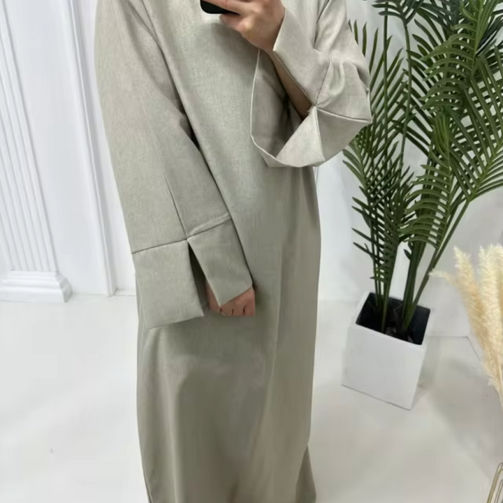 Levoire | Robe Abaya En Lin Fermée Vert clair